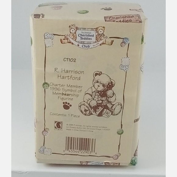 Cherished Teddies R. Harrison Hartford Charter Member 1996 Symbol Of Membership - Picture 4 of 5
